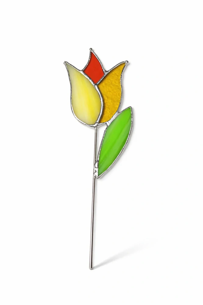 Vitrážový tulipán žlutý