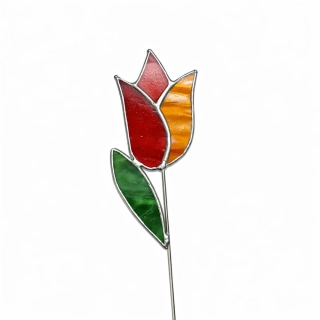 Vitrážový tulipán červeno oranžový